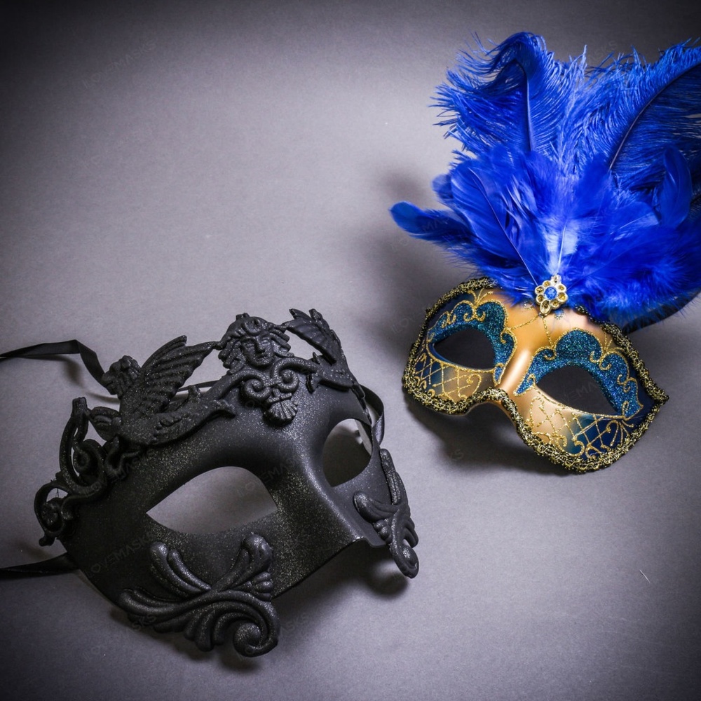 Black Roman Warrior Metallic &Gold Mardi Gras Mask